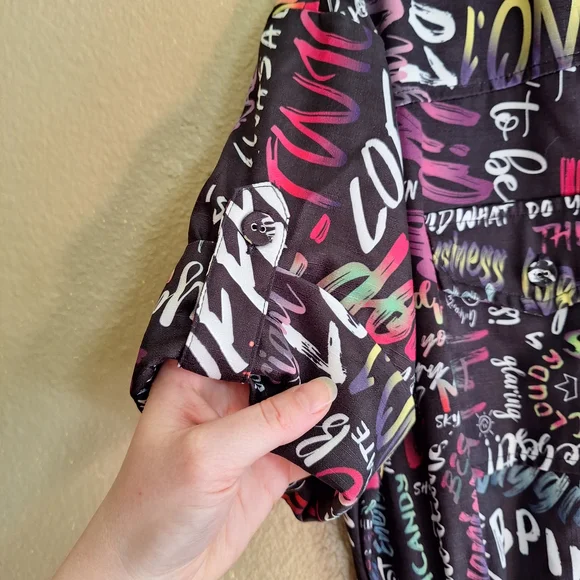 L'atiste Colorful Graffiti Print Full Length Belted Mechanic Style Jumpsuit - Picture 10 of 16